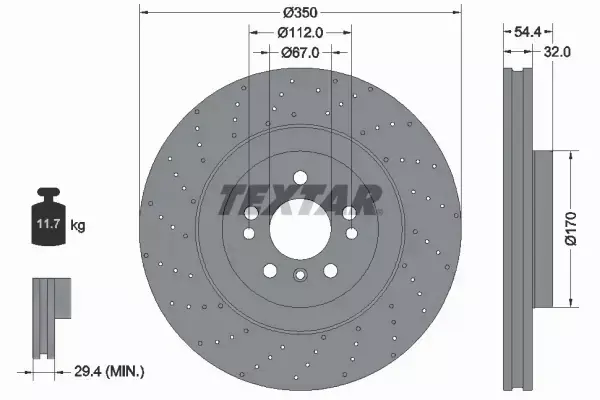 TEXTAR TARCZE HAMULCOWE PRZÓD 92254405 