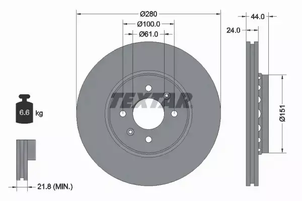 TEXTAR TARCZE HAMULCOWE PRZÓD 92254603 