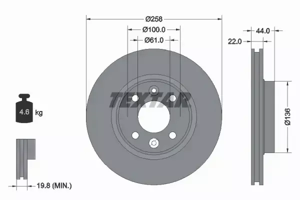 TEXTAR TARCZE HAMULCOWE PRZÓD 92255203 