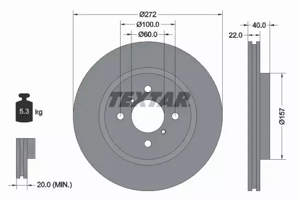 TEXTAR TARCZE HAMULCOWE PRZÓD 92255303 