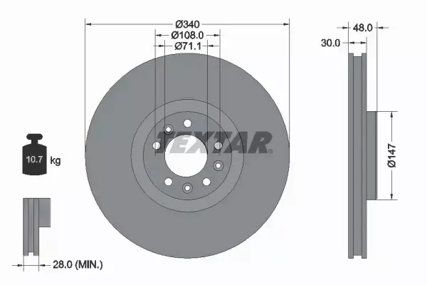 TEXTAR TARCZE+KLOCKI PRZÓD CITROEN C5 III 340MM 