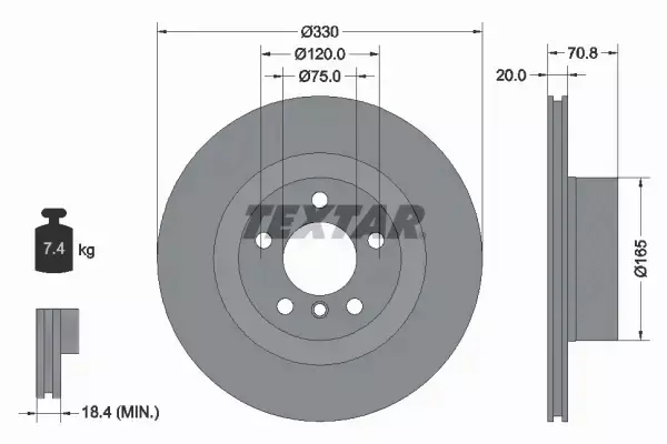 TEXTAR TARCZE+KLOCKI TYŁ BMW X3 F25 X4 F26 330MM 