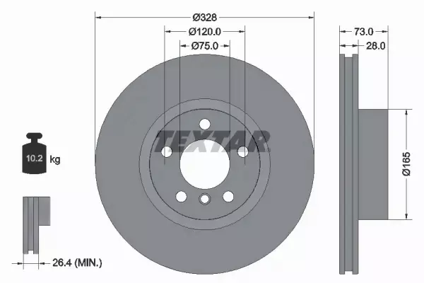 TEXTAR TARCZE+KLOCKI P+T BMW X3 F25 X4 F26 328MM 