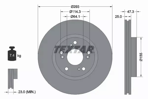 TEXTAR TARCZE HAMULCOWE PRZÓD 92257303 