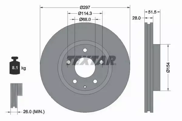 TEXTAR TARCZE+KLOCKI PRZÓD MAZDA CX-5 KE 297MM 