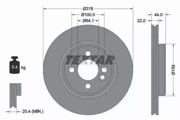 TEXTAR TARCZE HAMULCOWE PRZÓD 92262403 