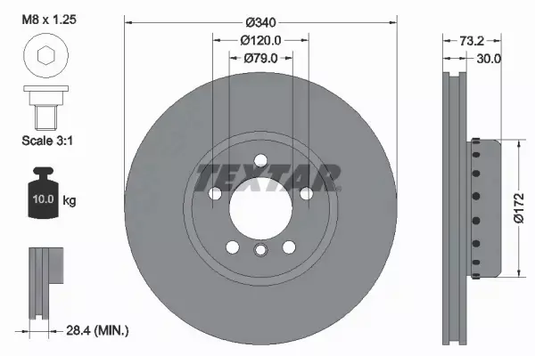 TEXTAR TARCZE HAMULCOWE PRZÓD 92264925 