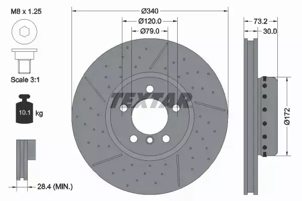 TEXTAR TARCZE HAMULCOWE PRZÓD 92265025 