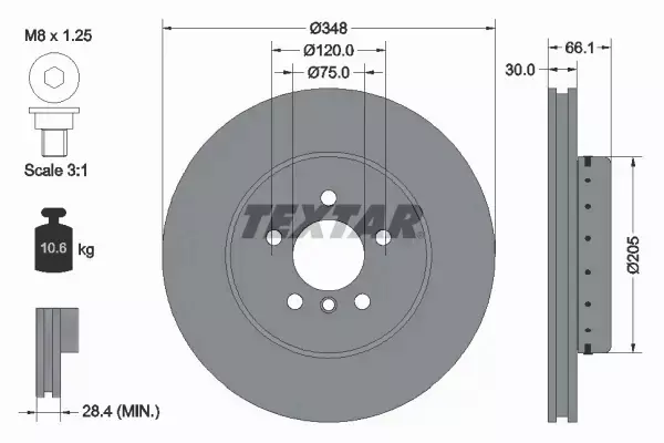 TEXTAR TARCZE+KLOCKI PRZÓD BMW 5 F10 F11 6 F12 F13 F06 348MM 