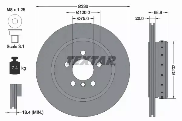 TEXTAR TARCZE+KLOCKI TYŁ BMW 5 F10 F11 330MM 