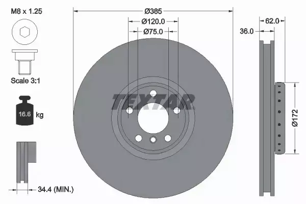 TEXTAR TARCZE HAMULCOWE PRZÓD 92266425 