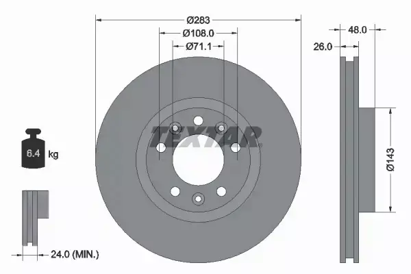 TEXTAR TARCZE+KLOCKI P CITROEN C4 PICASSO II 283MM 