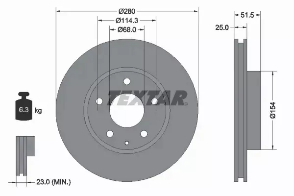 TEXTAR TARCZE+KLOCKI PRZÓD MAZDA 3 BM 280MM 