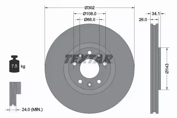 TEXTAR TARCZE HAMULCOWE PRZÓD 92268103 