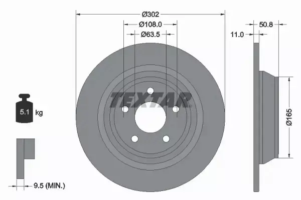 TEXTAR TARCZE+KLOCKI TYŁ FORD MONDEO V MK5 302MM 