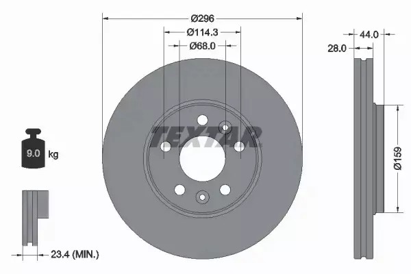 TEXTAR TARCZE HAMULCOWE PRZÓD 92268803 