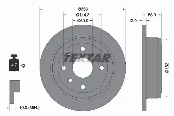 TEXTAR TARCZE HAMULCOWE TYŁ 92269903 