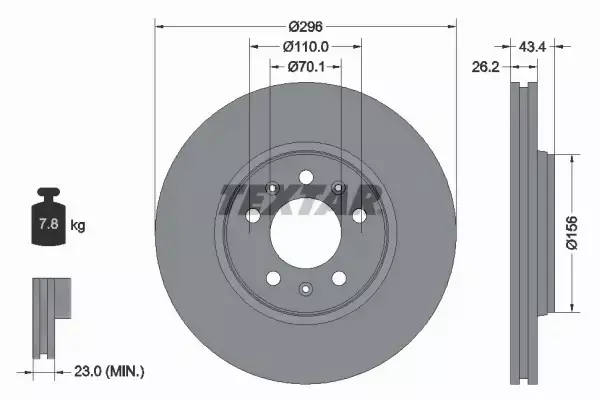 TEXTAR TARCZE HAMULCOWE PRZÓD 92270605 