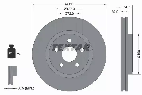 TEXTAR TARCZE HAMULCOWE PRZÓD 92272205 