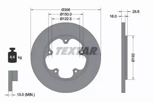 TEXTAR TARCZE HAMULCOWE TYŁ 92274103 