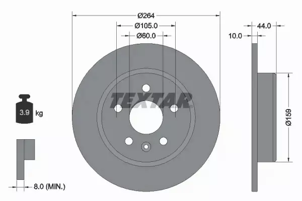 TEXTAR TARCZE HAMULCOWE TYŁ 92275303 