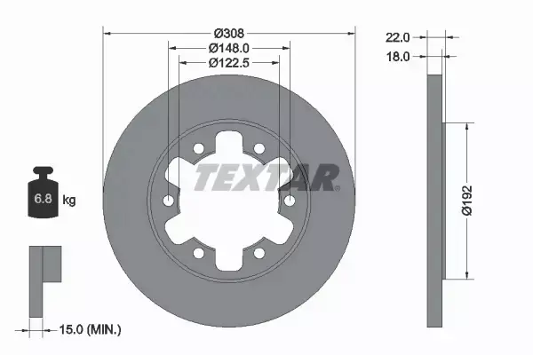 TEXTAR TARCZE HAMULCOWE TYŁ 92275803 