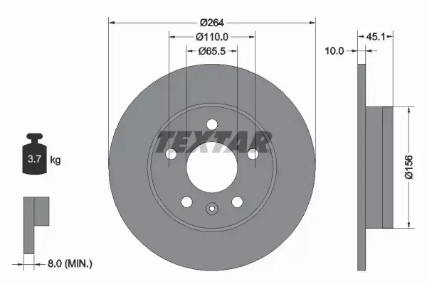 TEXTAR TARCZE HAMULCOWE TYŁ 92277303 