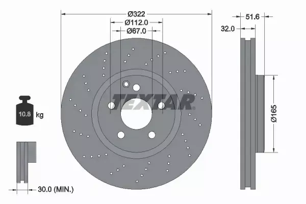 TEXTAR TARCZE+KLOCKI PRZÓD MERCEDES CLS C218 322MM 