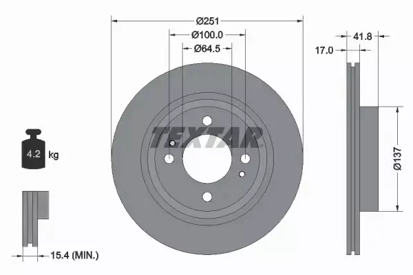 TEXTAR TARCZE HAMULCOWE PRZÓD 92278003 