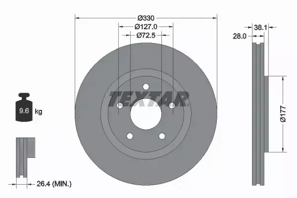 TEXTAR TARCZE HAMULCOWE PRZÓD 92278903 