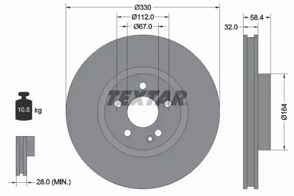 TEXTAR TARCZE HAMULCOWE PRZÓD 92279403 