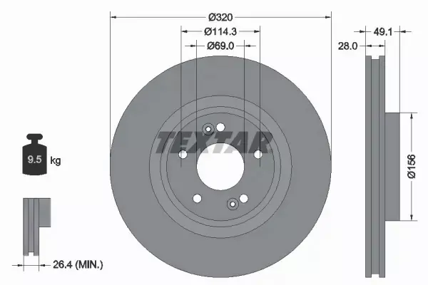 TEXTAR TARCZE HAMULCOWE PRZÓD 92281803 