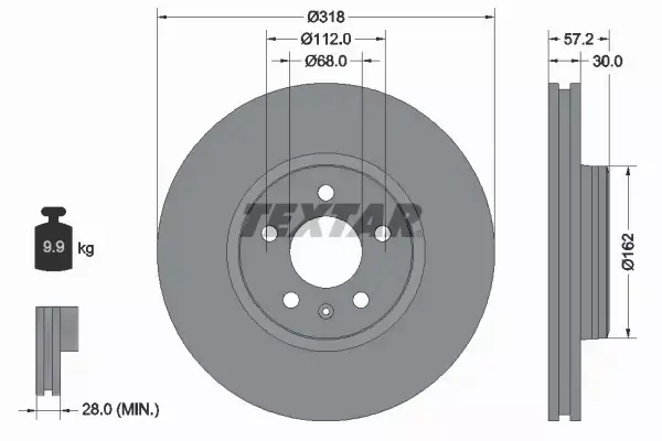 TEXTAR TARCZE+KLOCKI PRZÓD AUDI A4 B9 A5 F5 318MM 