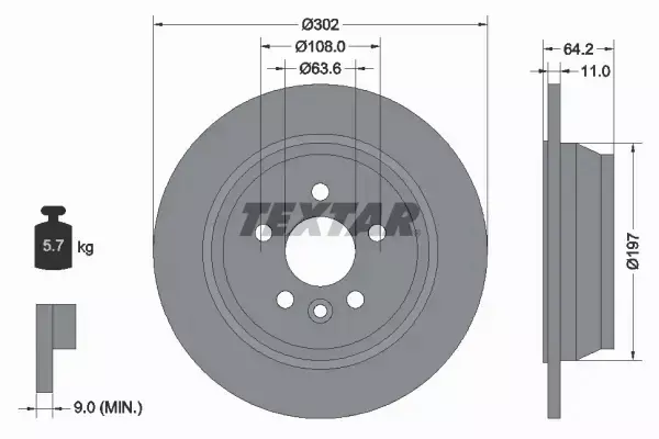 TEXTAR TARCZA HAMULCOWA 92283003 