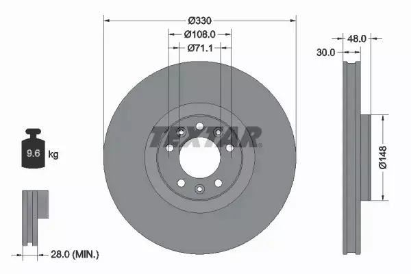 TEXTAR TARCZE HAMULCOWE PRZÓD 92283403 