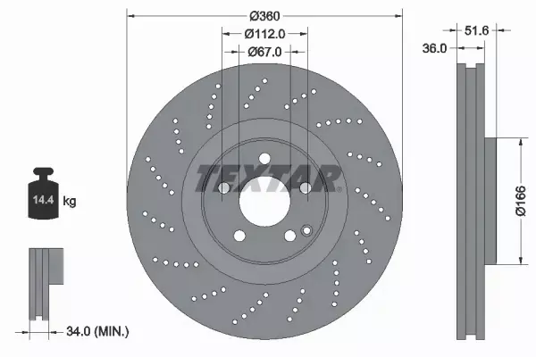 TEXTAR TARCZA HAMULCOWA 92283905 