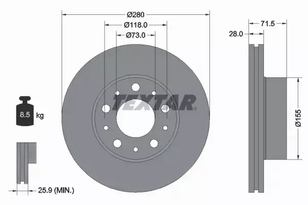 TEXTAR TARCZE+KLOCKI P JUMPER BOXER DUCATO 280MM 