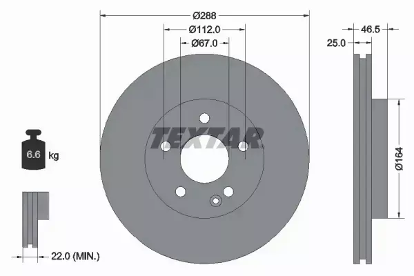 TEXTAR TARCZE HAMULCOWE PRZÓD 92287705 