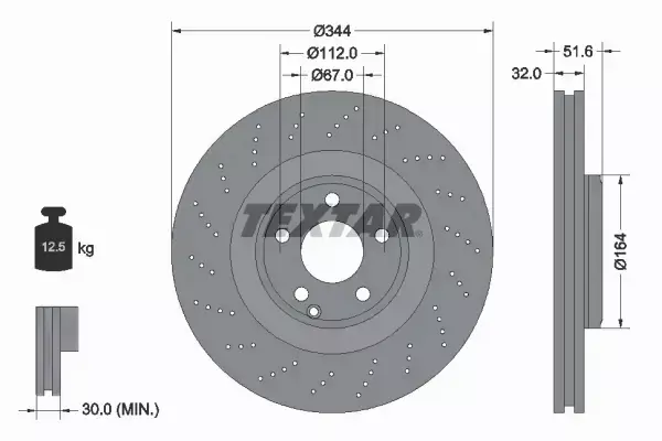 TEXTAR TARCZE HAMULCOWE PRZÓD 92289905 