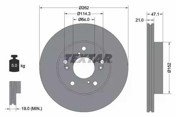 TEXTAR TARCZE HAMULCOWE PRZÓD 92294503 