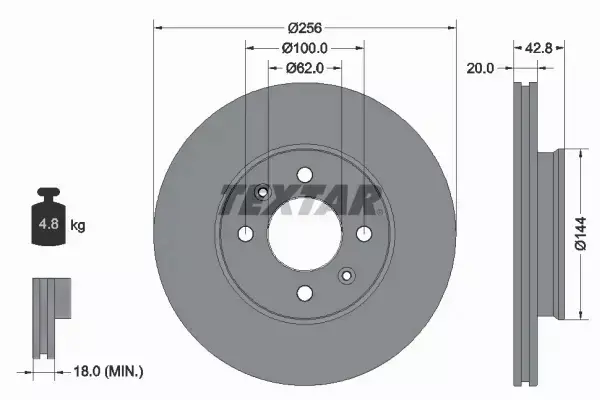 TEXTAR TARCZA HAMULCOWA 92295403 