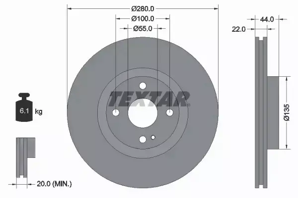 TEXTAR TARCZA HAMULCOWA 92301503 