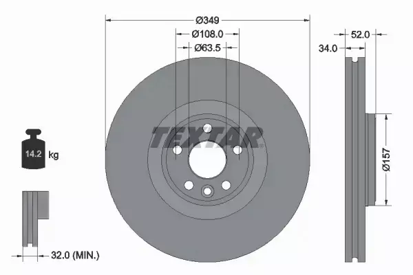 TEXTAR TARCZA HAMULCOWA 92301805 