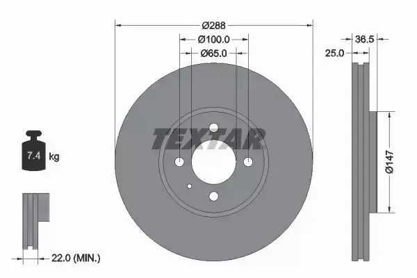 TEXTAR TARCZA HAMULCOWA 92302303 