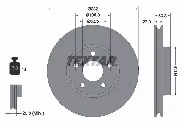 TEXTAR TARCZE HAMULCOWE PRZÓD 92303405 