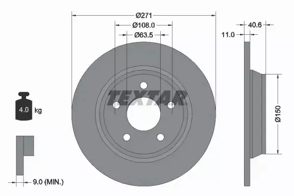 TEXTAR TARCZE HAMULCOWE TYŁ 92303503 