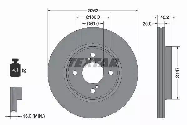 TEXTAR TARCZE HAMULCOWE PRZÓD 92303703 