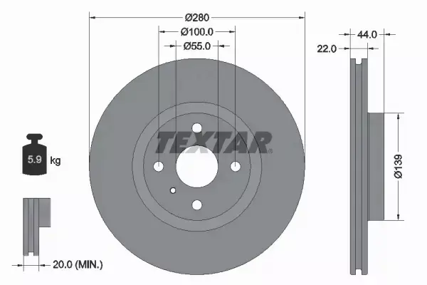 TEXTAR TARCZA HAMULCOWA 92304205 