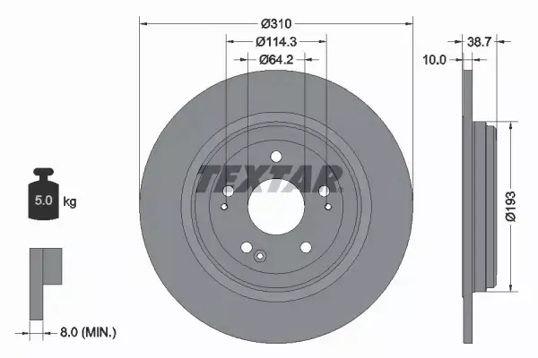 TEXTAR TARCZA HAMULCOWA 92306103 