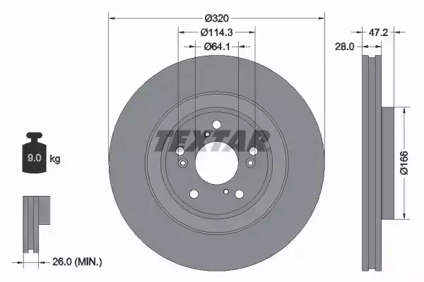 TEXTAR TARCZA HAMULCOWA 92306203 